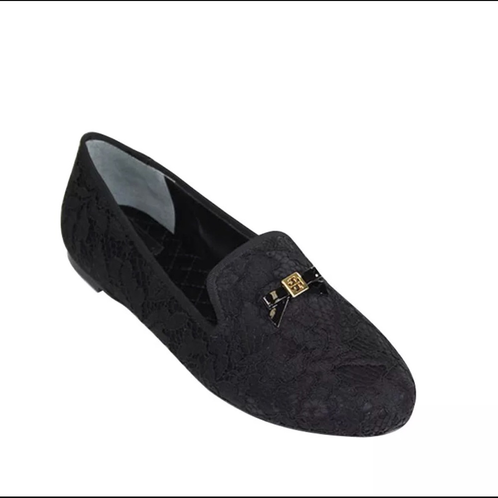 tory burch satin lace loafers black size 6